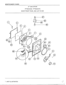 Door Front Panel And Lint Filter Diagram and Parts List for 8348A  Frigidaire Dryer