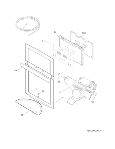 Controls & Ice Dispenser Diagram and Parts List for FGHB2844LEG  Frigidaire Refrigerator