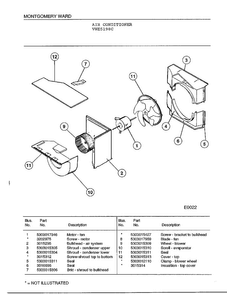 Air Conditoner Diagram and Parts List for 5198C  Frigidaire Air Conditioner