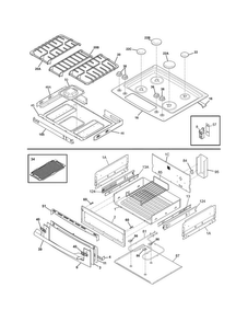 Top/drawer Diagram and Parts List for EI30DS5CJS4  Electrolux Range