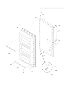 Door Diagram and Parts List for FFUH17F2NWA  Frigidaire Freezer
