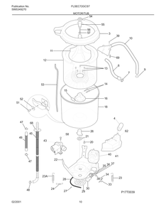 Motor/Tub Diagram and Parts List for FLSEC72GCS7  Frigidaire Dryer