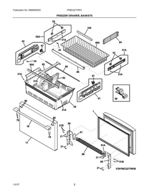 Part Location Diagram of 241987945 Frigidaire DRAWER