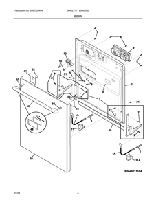 Door Diagram and Parts List for 804655850A  Frigidaire Dishwasher