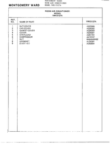 Room Air Conditioner Page 8 Diagram and Parts List for 5127A  Frigidaire Air Conditioner