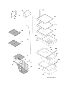 Shelves Diagram and Parts List for DFHS2313MFCA  Frigidaire Refrigerator