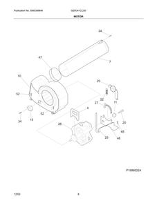 Motor Diagram and Parts List for GER341CCS0  Frigidaire Dryer