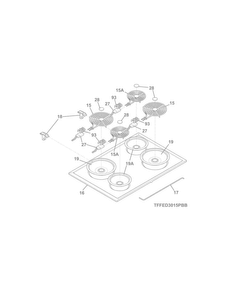 Main Top Diagram and Parts List for FFED3015PBB  Frigidaire Range