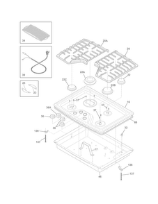 Cook Top Diagram and Parts List for EW30GC55GS3  Electrolux Cooktop