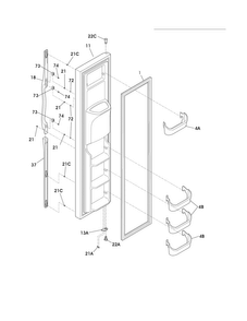 Freezer Door Diagram and Parts List for FRS6HR45KS6  Frigidaire Refrigerator