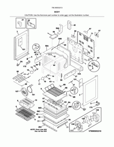 Body Diagram and Parts List for 79095053313  Kenmore Range
