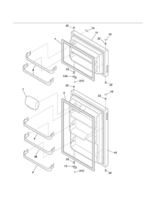 Doors Diagram and Parts List for 2536181401A  Kenmore Refrigerator