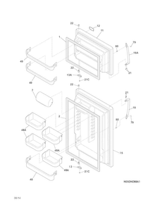 Doors Diagram and Parts List for LGHT2137NF5  Frigidaire Refrigerator