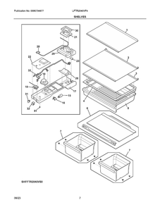 Shelves Diagram and Parts List for LFTR2045VF4  Frigidaire Refrigerator