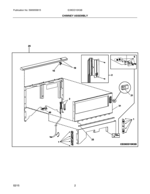 02 - CHIMNEY ASSEMBLY Diagram and Parts List for EI36DD10KSB  Frigidaire Range Hood