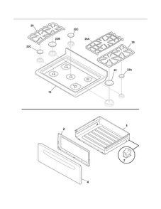 Top/drawer Diagram and Parts List for CGGF3032MWB  Frigidaire Range