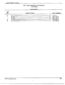 30" Floor/oven Door Page 2 Diagram and Parts List for 2458A  Frigidaire Range
