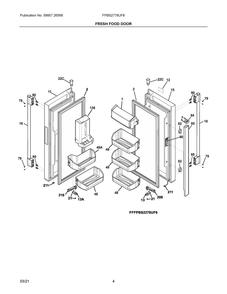 Fresh Food Door Diagram and Parts List for FPBS2778UF8  Frigidaire Refrigerator