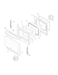 Door Diagram and Parts List for FGGF3032MWA  Frigidaire Range