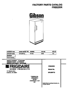 Cover Diagram and Parts List for GFU20F7GW4  Gibson Freezer