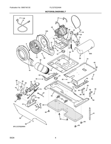 Motor/Blower/Belt Diagram and Parts List for FLCG7522AW4  Frigidaire Washer Dryer Combo