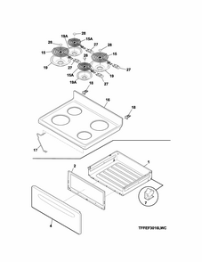 Top/drawer Diagram and Parts List for 79093002311  Kenmore Range