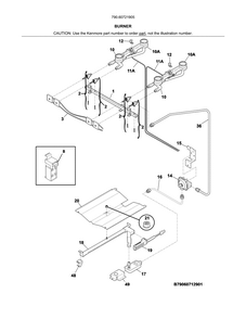 Burner Diagram and Parts List for 79060721905  Kenmore Range