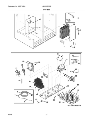 System Diagram and Parts List for LGHX2636TFB  Frigidaire Refrigerator