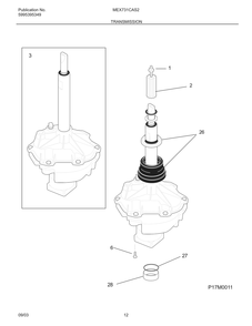 Transmission Diagram and Parts List for MEX731CAS2  Frigidaire Dryer