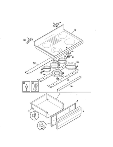 Top/drawer Diagram and Parts List for FEF376CJBA  Frigidaire Range
