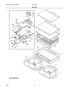 Shelves Diagram and Parts List for FFTR2045VB2  Frigidaire Refrigerator