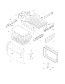 Freezer Drawer, Baskets Diagram and Parts List for EI27BS26JBB  Electrolux Refrigerator