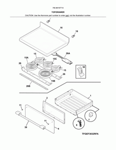 Top/drawer Diagram and Parts List for 79096197710  Kenmore Range