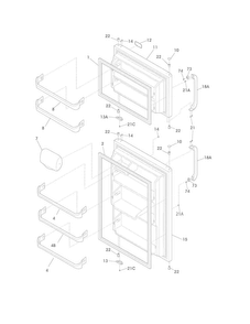 Doors Diagram and Parts List for FRT18G2NW5  Frigidaire Refrigerator