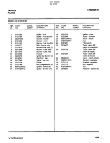 Gas Range Page 4 Diagram and Parts List for 30-2759  Frigidaire Range