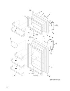 Doors Diagram and Parts List for FFHT1514QZ0  Frigidaire Refrigerator
