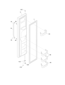 Freezer Door Diagram and Parts List for FFHS2612LSD  Frigidaire Refrigerator