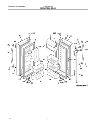 Fresh Food Door Diagram and Parts List for LGHB2869TF3  Frigidaire Refrigerator