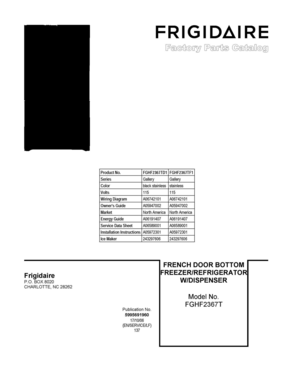 01 - COVER SHEET Diagram and Parts List for FGHF2367TF1  Frigidaire Refrigerator