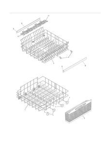 Racks Diagram and Parts List for FFBD2411NW0A  Frigidaire Dishwasher
