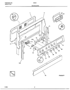 Backguard Diagram and Parts List for 484447D  Frigidaire Range