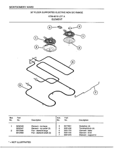 Electric Range/ Element Diagram and Parts List for 4819A  Frigidaire Range