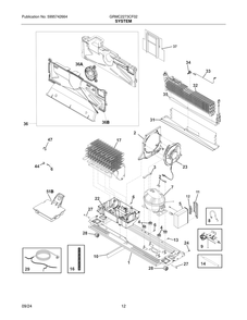System Diagram and Parts List for GRMC2273CF02  Frigidaire Refrigerator