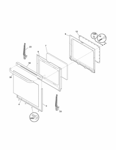 Door Diagram and Parts List for 79090900608  Kenmore Range