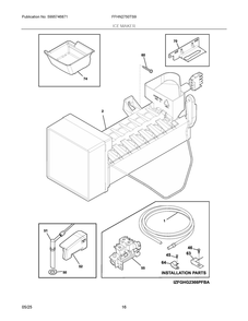 Ice Maker Diagram and Parts List for FFHN2750TS9  Frigidaire Refrigerator