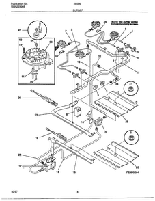 Burner Diagram and Parts List for 285860C  Frigidaire Range