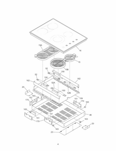 Maintop Diagram and Parts List for 79044069402  Kenmore Cooktop