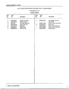 Oven Door Page 2 Diagram and Parts List for 4853A  Frigidaire Range