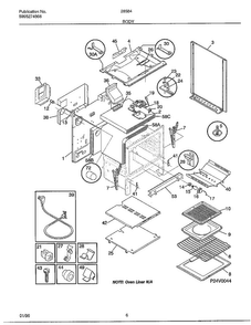 Body Diagram and Parts List for 285847C  Frigidaire Range