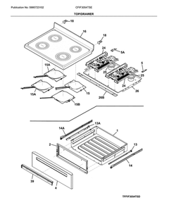 Top/Drawer Diagram and Parts List for CFIF3054TSE  Frigidaire Range